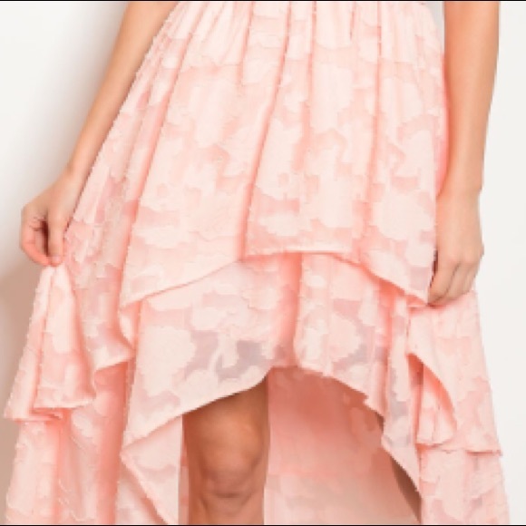 HPπ LAST ONE! Peach tier hi-low plunge neck dress - Picture 4 of 8